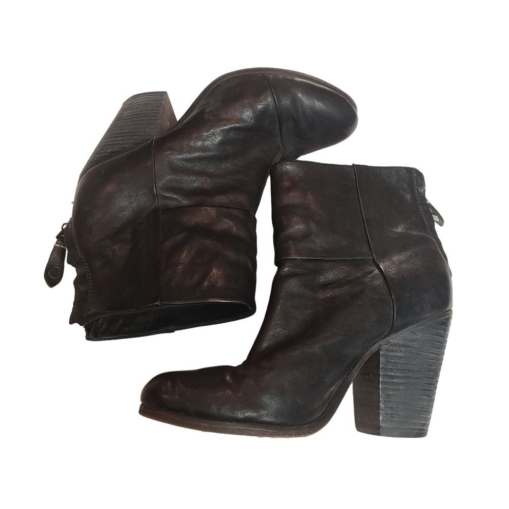 Rag and‎ Bone Booties size 8 black leather Cuban heel